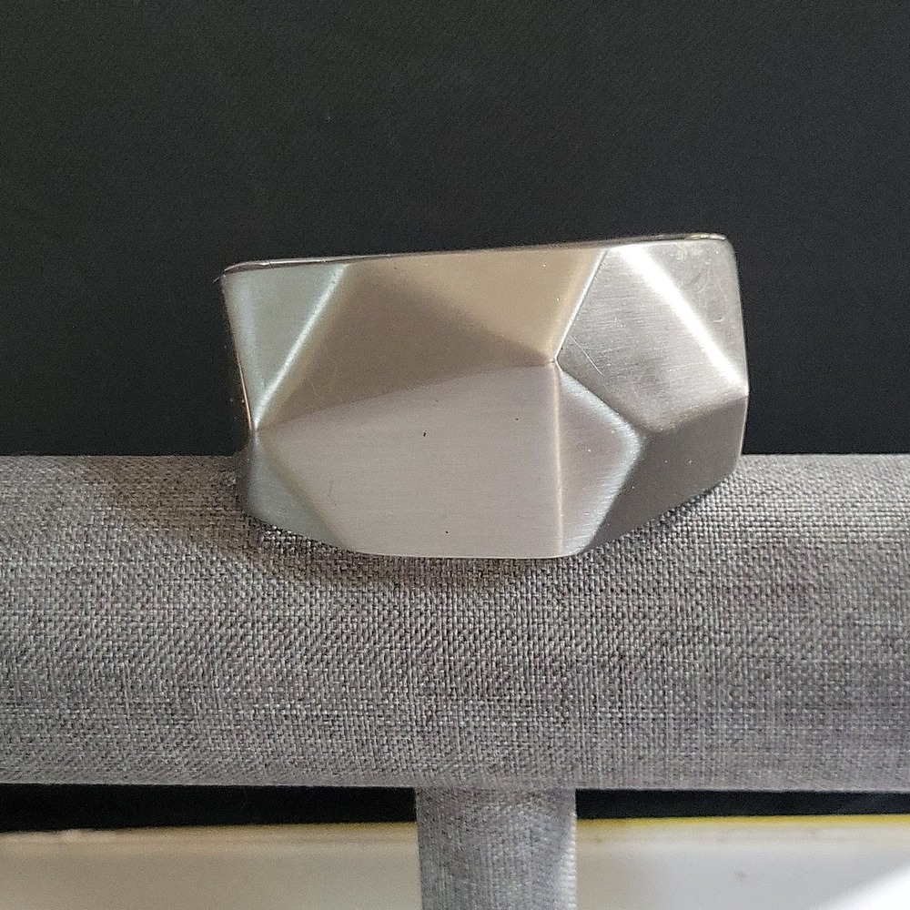 Brushed Silver Geometric Chunky Hinged Cuff Bracelet One Size Cybercore